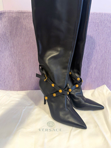 Versace medusa black leather - versace,