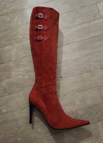 Versace red suede boots - versace,